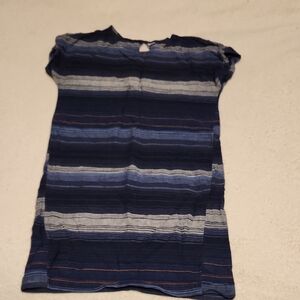 Old Navy Navy Striped Dress XS Linen Rayon Blend